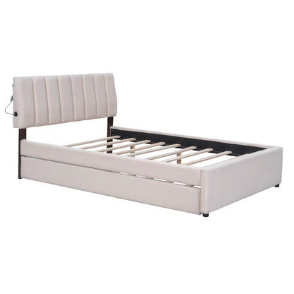 Upholstered Platform Bed With Trundle System