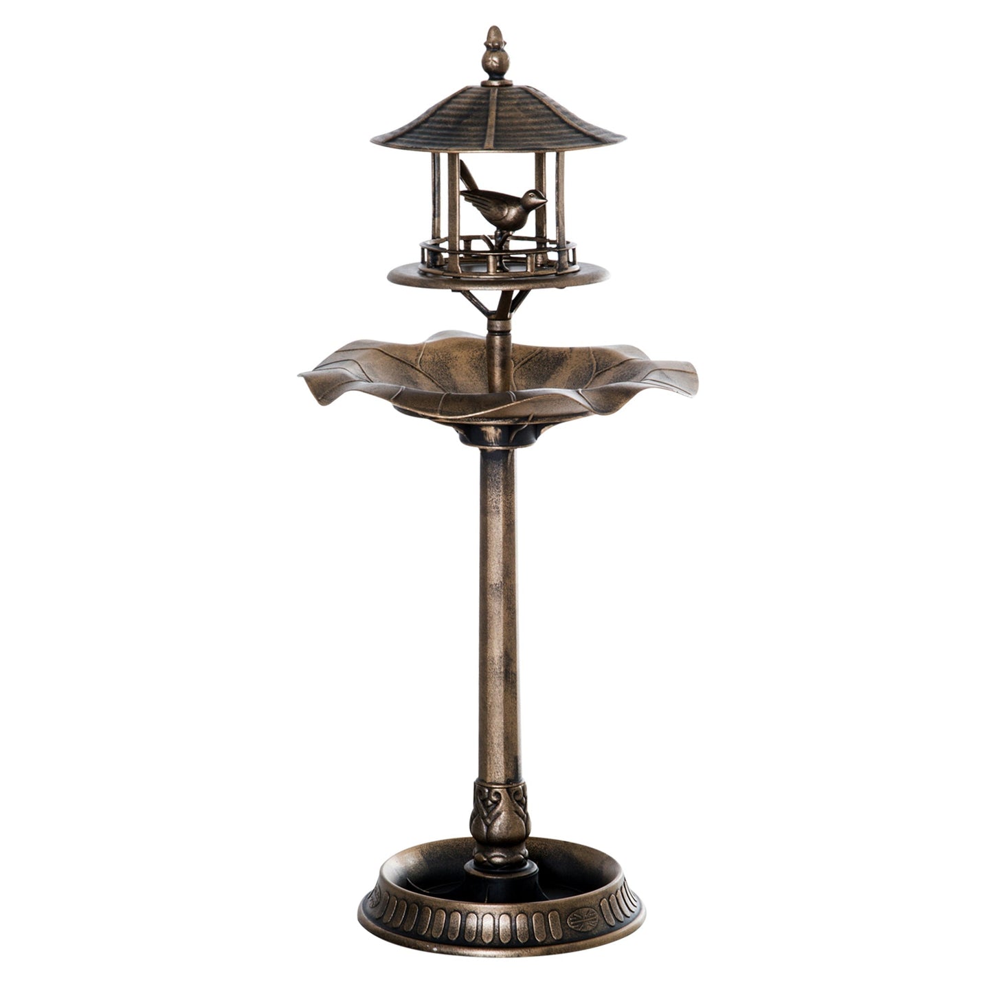 Bronze-finish Outsunny 3-in-1 garden bird bath pedestal with bird feeder and planter on Tampa Home & Garden Store