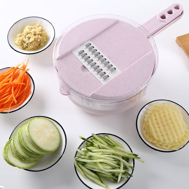 Perfecsy pink 8-in-1 mandoline slicer with blades and peeler, compact kitchen cutter on Tampa Home & Garden Store