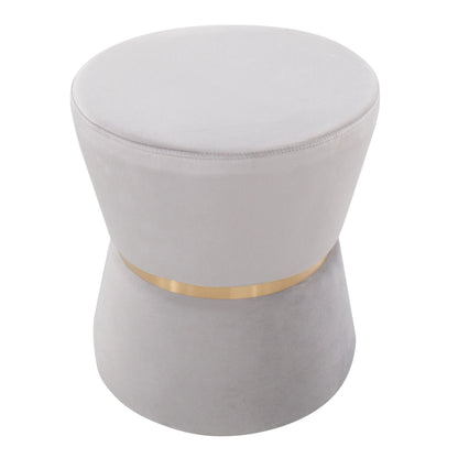 Contemporary glam ottoman with gold metal band and light gray upholstery HouseOfZazla on Tampa Home & Garden Store