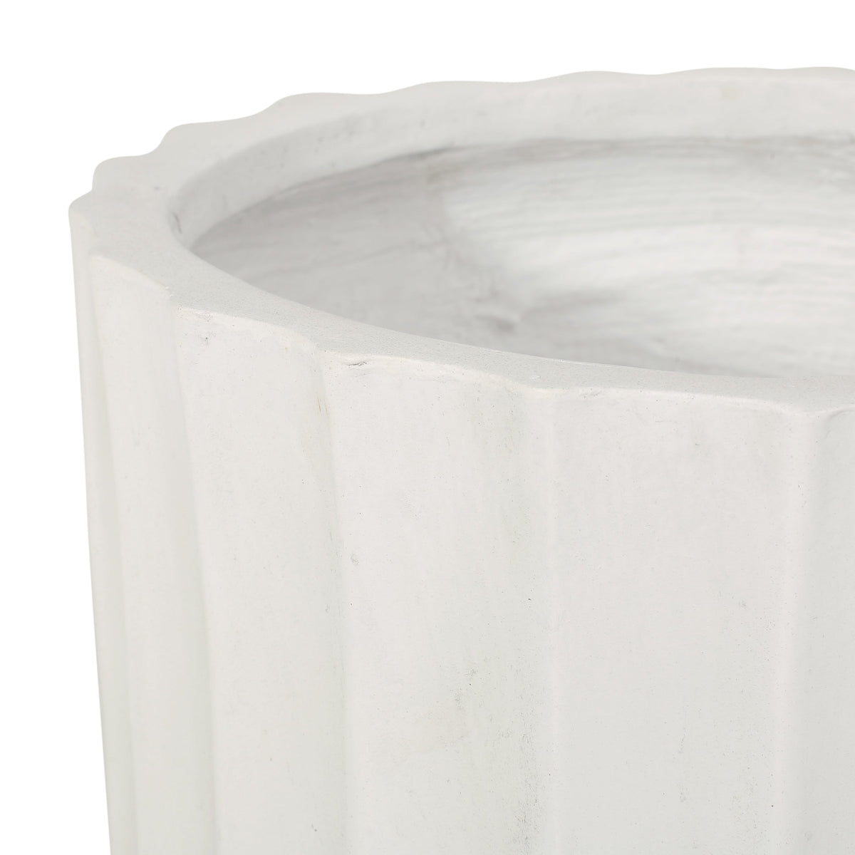 MGO Planter by HouseOfZazla in light gray concrete with scalloped rim on Tampa Home & Garden Store