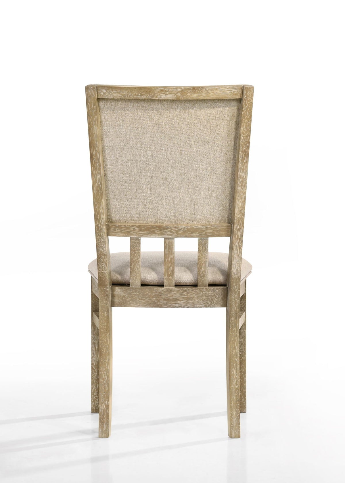 Wide dining chair set in reclaimed wheat with beige upholstered back and seat on Tampa Home & Garden Store
