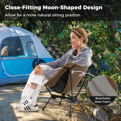 GemGear Portable Camping Chair coffee color with breathable mesh fabric, folding chair on Tampa Home & Garden Store