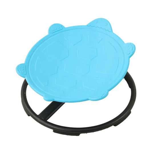 Sensory swivel chair blue turtle design on black circular base on Tampa Home & Garden Store