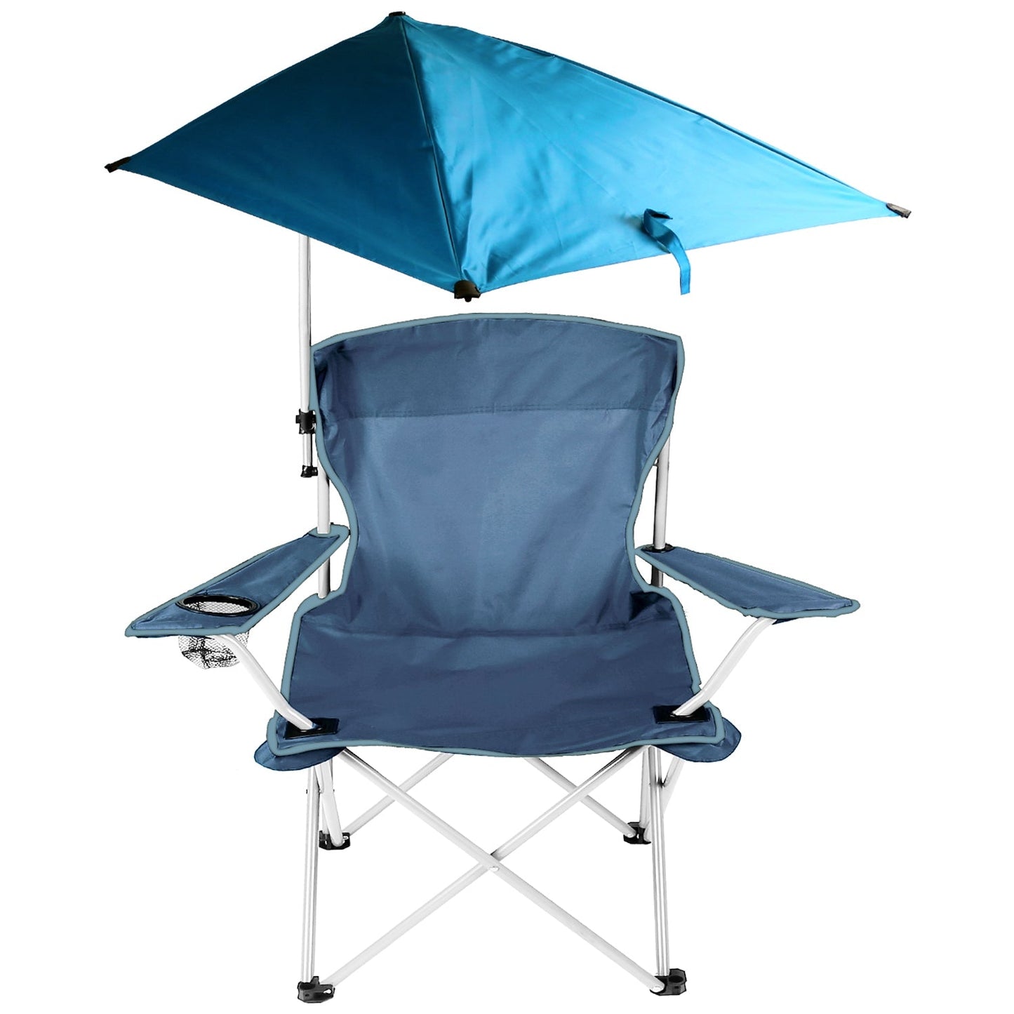 GemGear foldable camp chair with detachable blue canopy umbrella, cup holder & side trays on Tampa Home & Garden Store