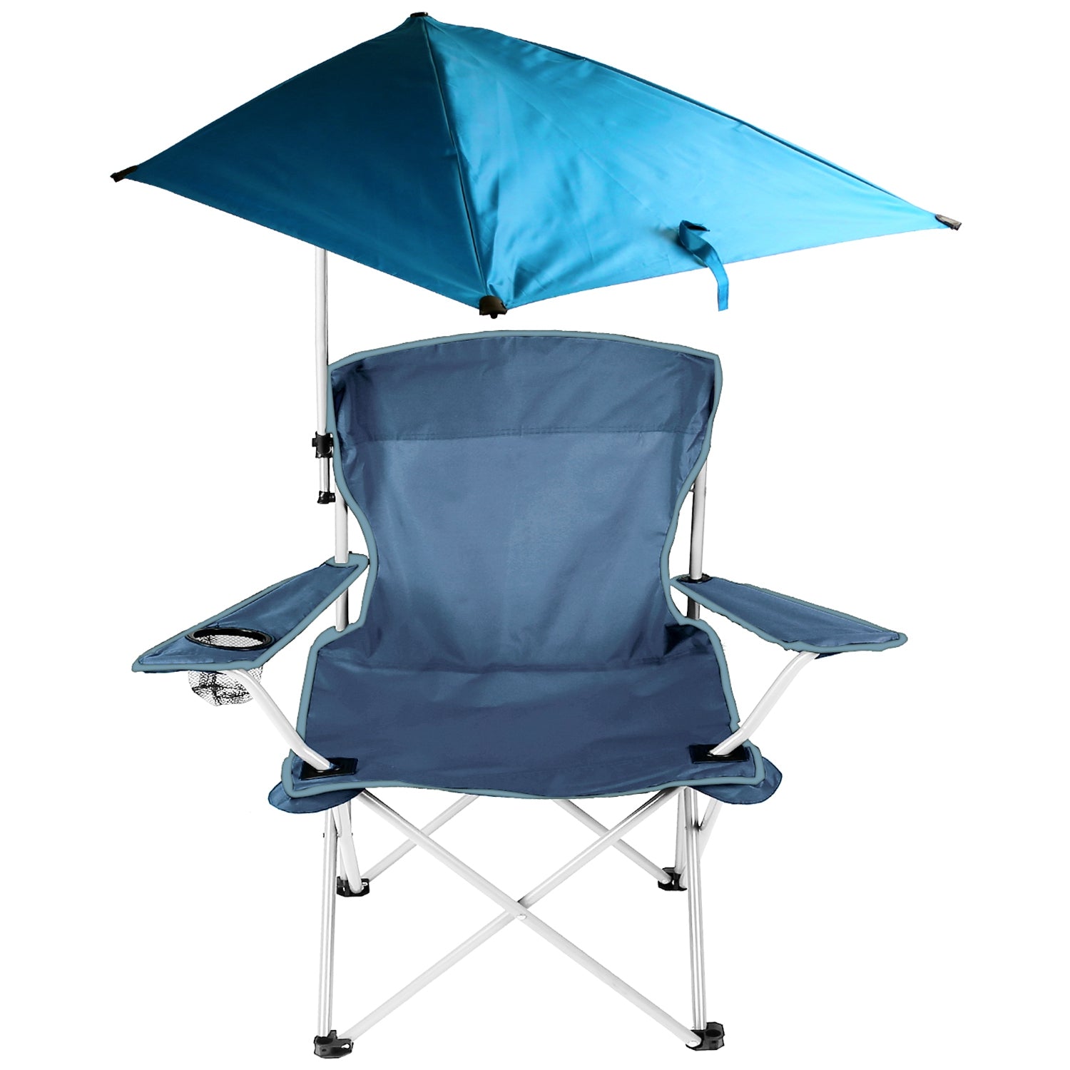 GemGear foldable camp chair with detachable blue canopy umbrella, cup holder & side trays on Tampa Home & Garden Store