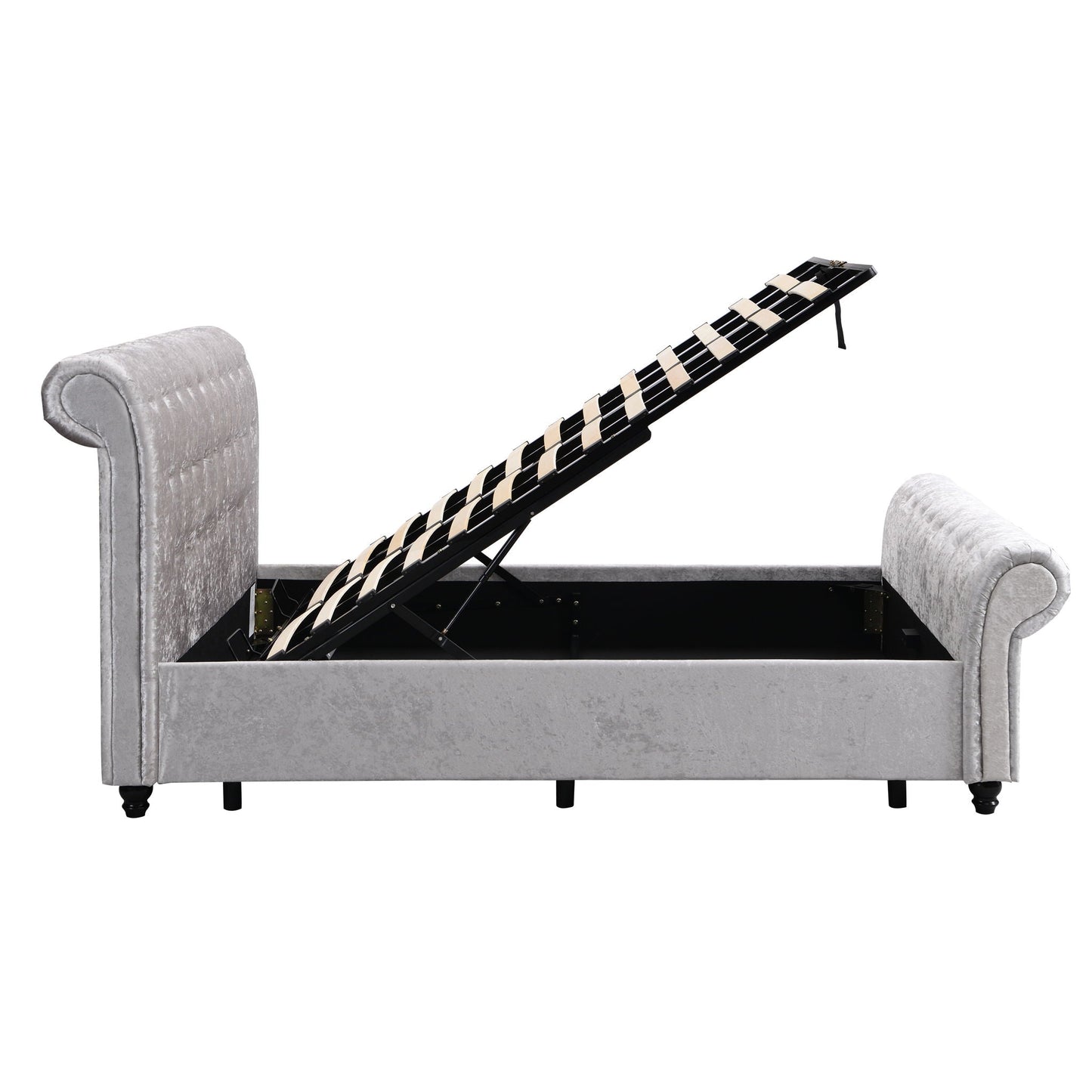Hartfried queen size upholstered storage bed in beige with lift-top storage on Tampa Home & Garden Store