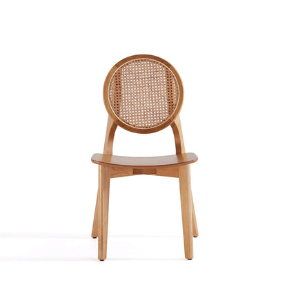 HouseOfZazla rattan cane backrest dining chair set, light brown solid wood frame on Tampa Home & Garden Store
