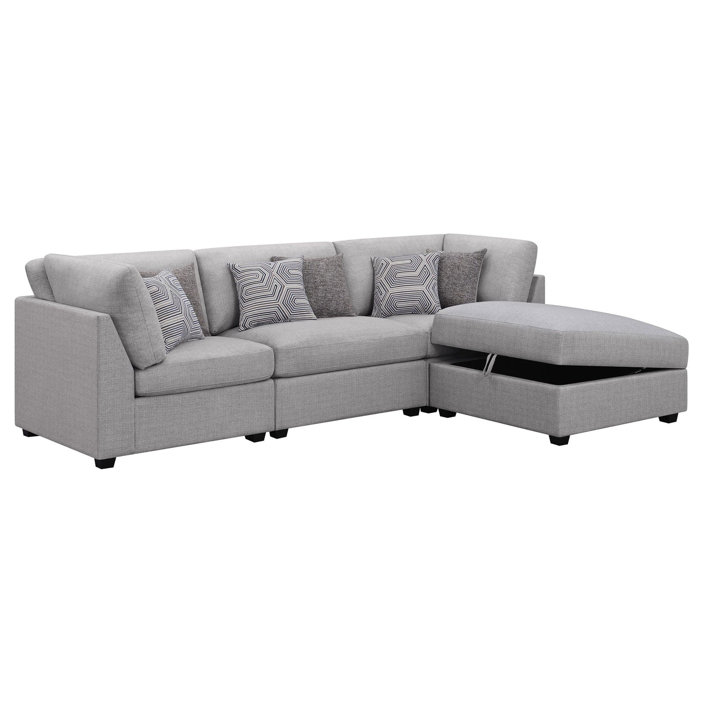 Lafayette modular sectional sofa by HouseOfZazla, grey fabric, 2-piece with chaise on Tampa Home & Garden Store
