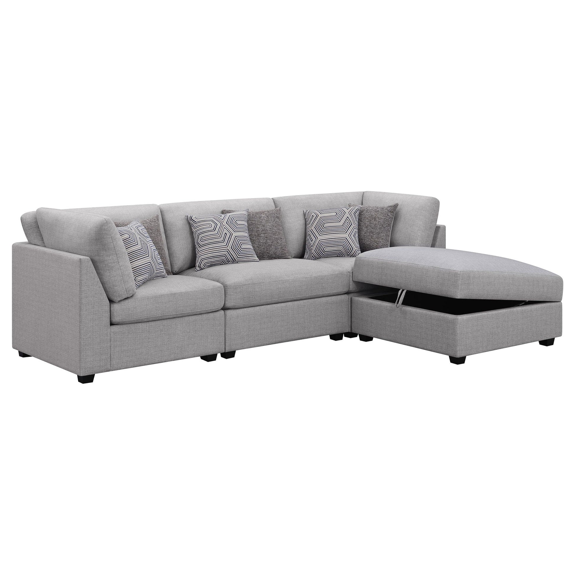 Lafayette modular sectional sofa by HouseOfZazla, grey fabric, 2-piece with chaise on Tampa Home & Garden Store