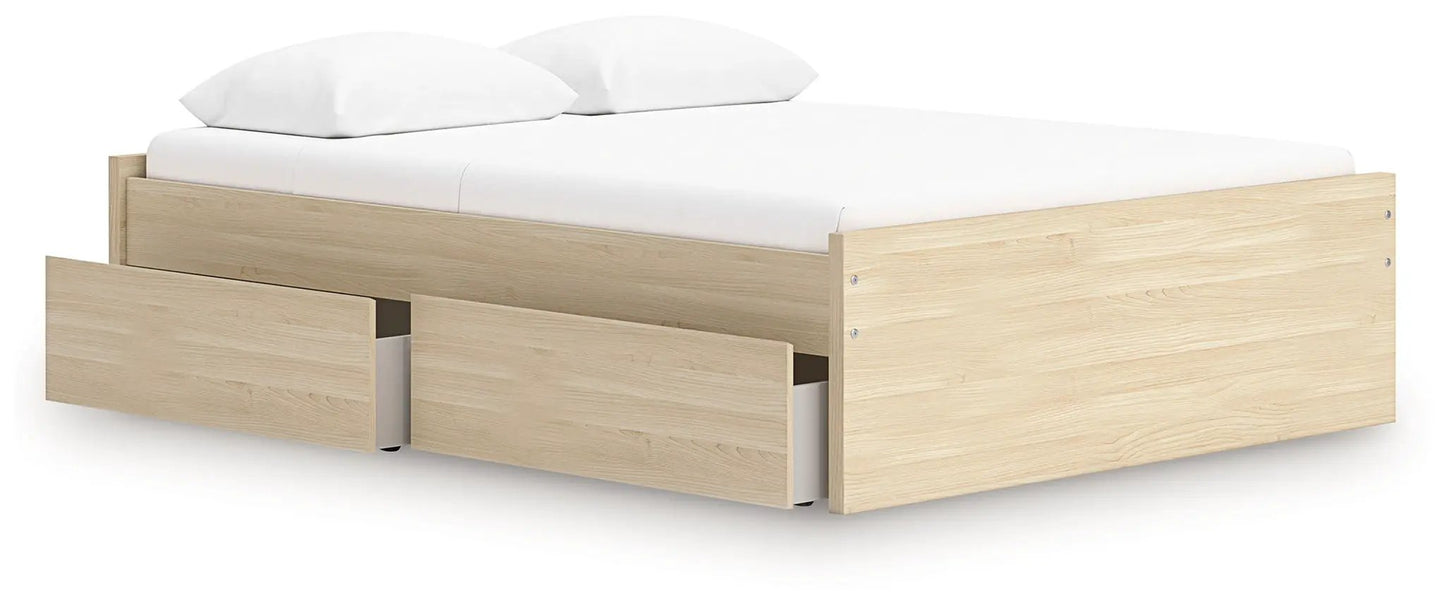 Onita Platform Bed with light oak finish and two storage drawers by Unique Piece Furniture on Tampa Home & Garden Store