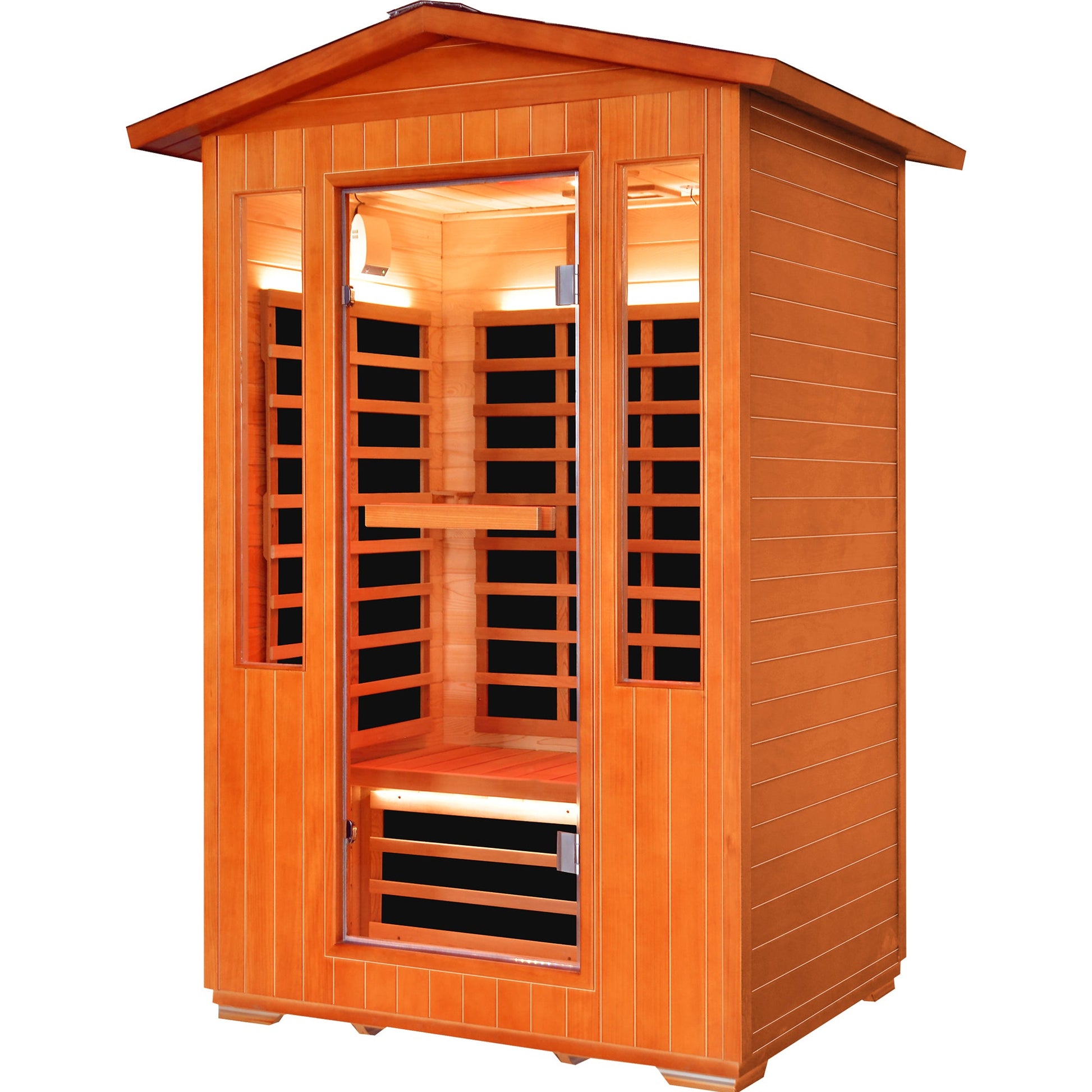 Outdoor sauna room for 2 people by HouseOfZazla, wooden cabin with glass door and inner benches on Tampa Home & Garden Store