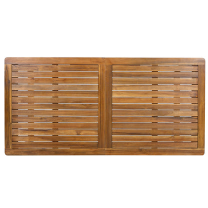 7 Piece Patio Dining Set outdoor wooden slatted furniture in warm brown on Tampa Home & Garden Store