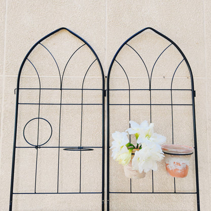 4 Pack Metal Garden Trellis two black arches with curved tops and lattice panels HouseOfZazla on Tampa Home & Garden Store