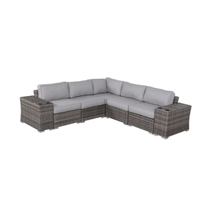 Rattan sectional sofa set with light gray cushions by Unique Piece Furniture on Tampa Home & Garden Store