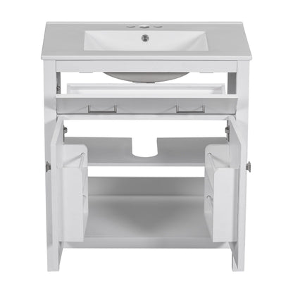 Modern bathroom vanity with ceramic sink white finish and soft close doors HouseOfZazla on Tampa Home & Garden Store