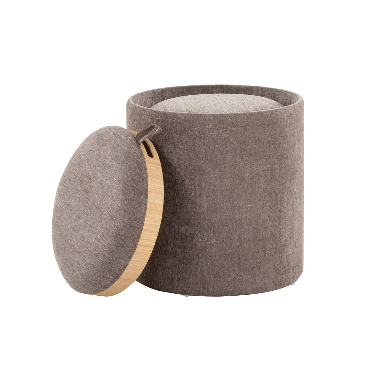 Contemporary nesting ottoman set with flip tray top in taupe fabric, 2-piece HouseOfZazla on Tampa Home & Garden Store