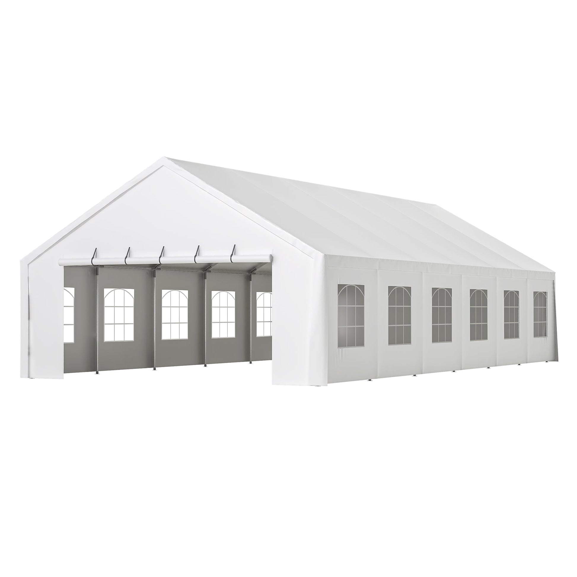 20x40ft heavy duty party tent with removable sidewalls by HouseOfZazla, white canopy with gray windowed sides on Tampa Home & Garden Store