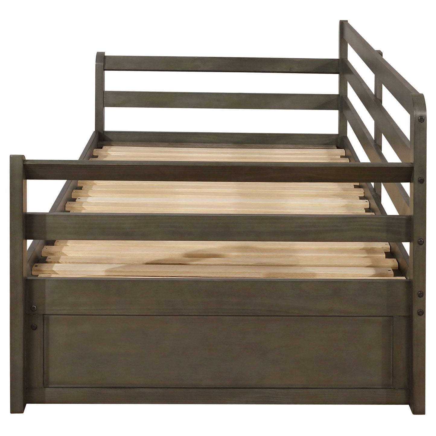 Twin Daybed With Trundle and Storage Drawers Gray