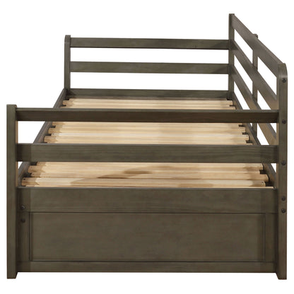 Twin Daybed With Trundle and Storage Drawers Gray