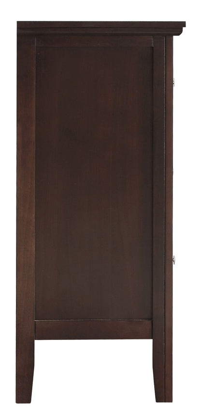 Primo Dresser side view in dark espresso hardwood frame with subtle crown molding on Tampa Home & Garden Store