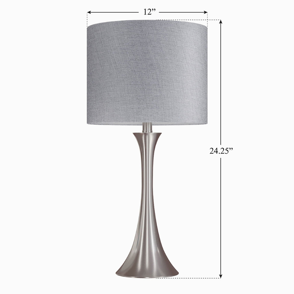 Lenuxe contemporary semi-gloss table lamp set of 2 with gray linen shade and brushed base on Tampa Home & Garden Store