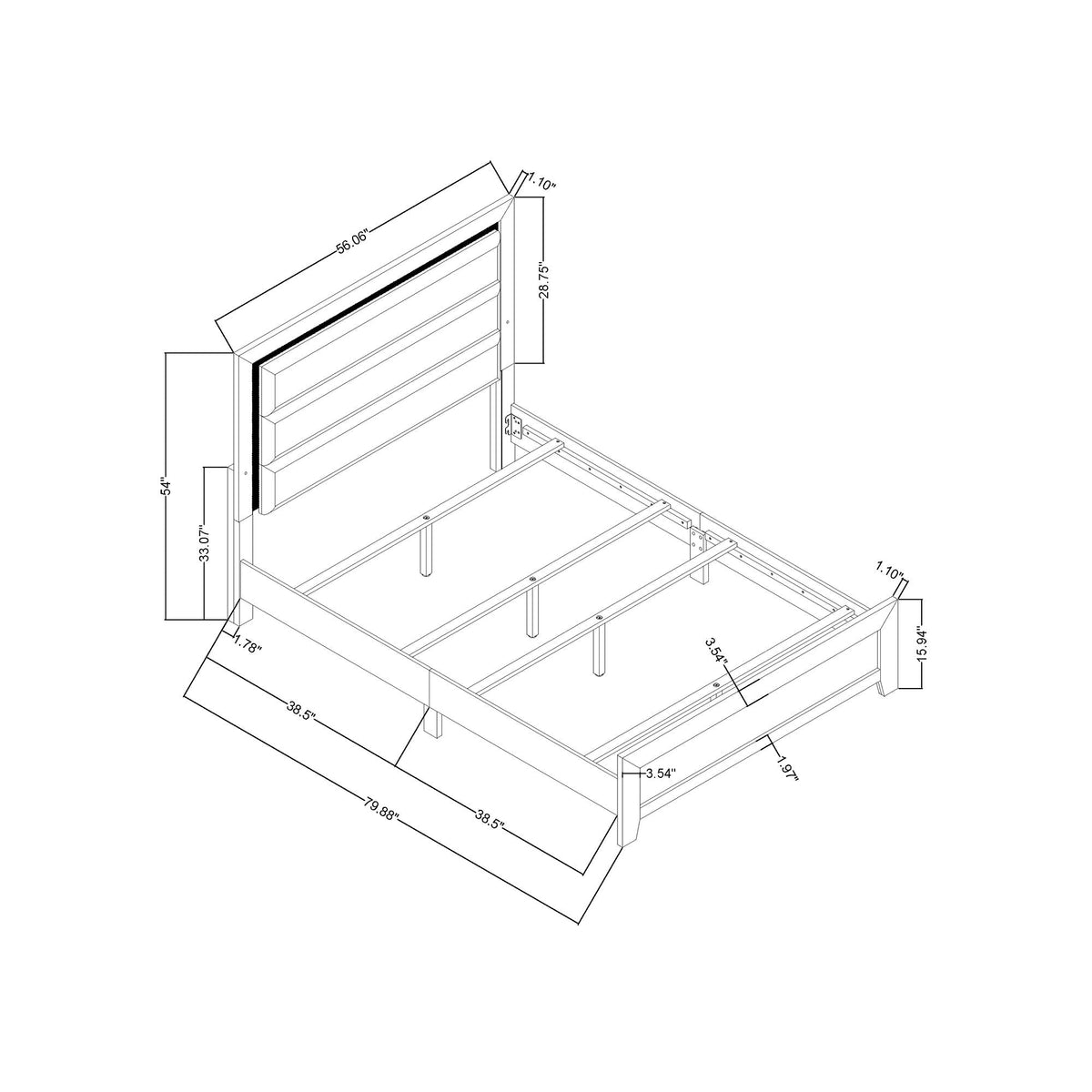 Carlos modern design LED bed by HouseOfZazla isometric platform bed with LED headboard on Tampa Home & Garden Store