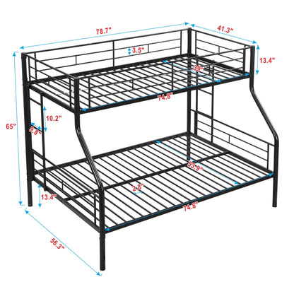 Modern metal bunk bed two-tier black steel frame with guard rails by HouseOfZazla on Tampa Home & Garden Store