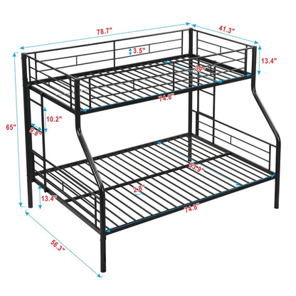 Modern metal bunk bed frame in black by Unique Piece Furniture with guard rails on Tampa Home & Garden Store