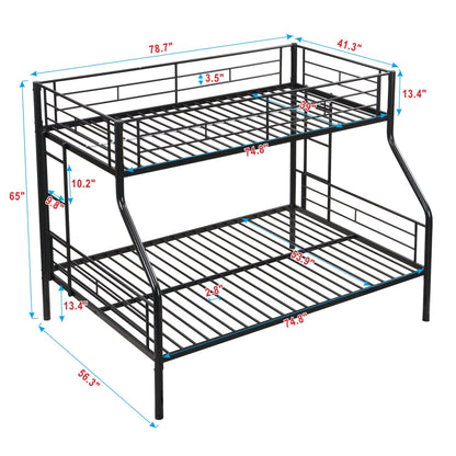 Twin Over Full Bunk Bed by HouseOfZazla in black metal frame with large under-bed storage on Tampa Home & Garden Store