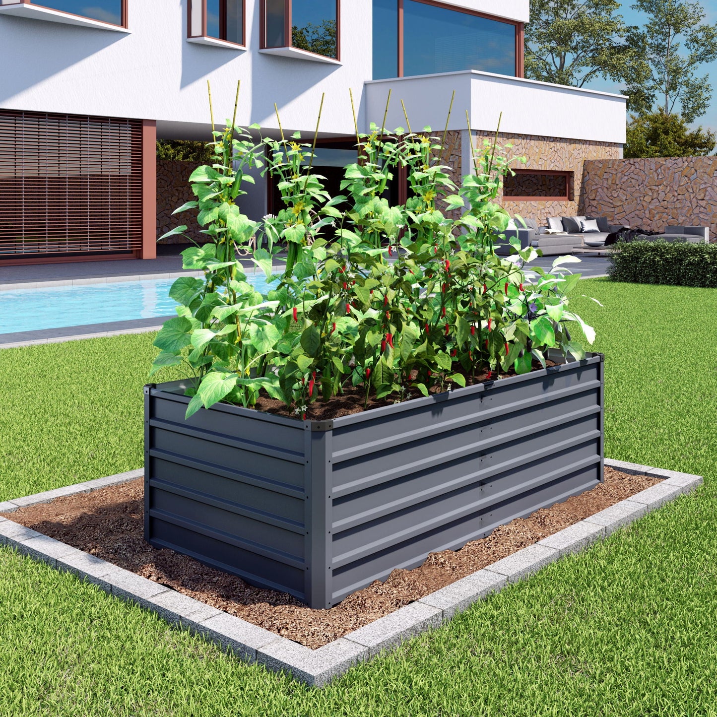Sturdy Outdoor Garden Bed and Coated Steel Frame