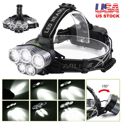 GemGear rechargeable headlamp with 20000 lumen LED array, 6 modes, adjustable strap and visor on Tampa Home & Garden Store
