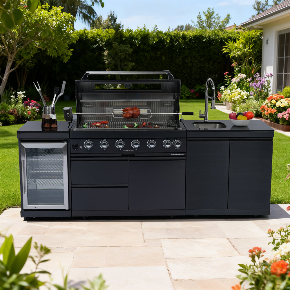 43-Inch Deluxe Stainless Steel Gas Outdoor Kitchen Grill by HouseOfZazla with fridge and sink on Tampa Home & Garden Store