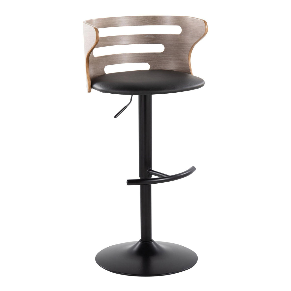 Mid-century modern adjustable barstool by HouseOfZazla with swivel and black cushion on Tampa Home & Garden Store