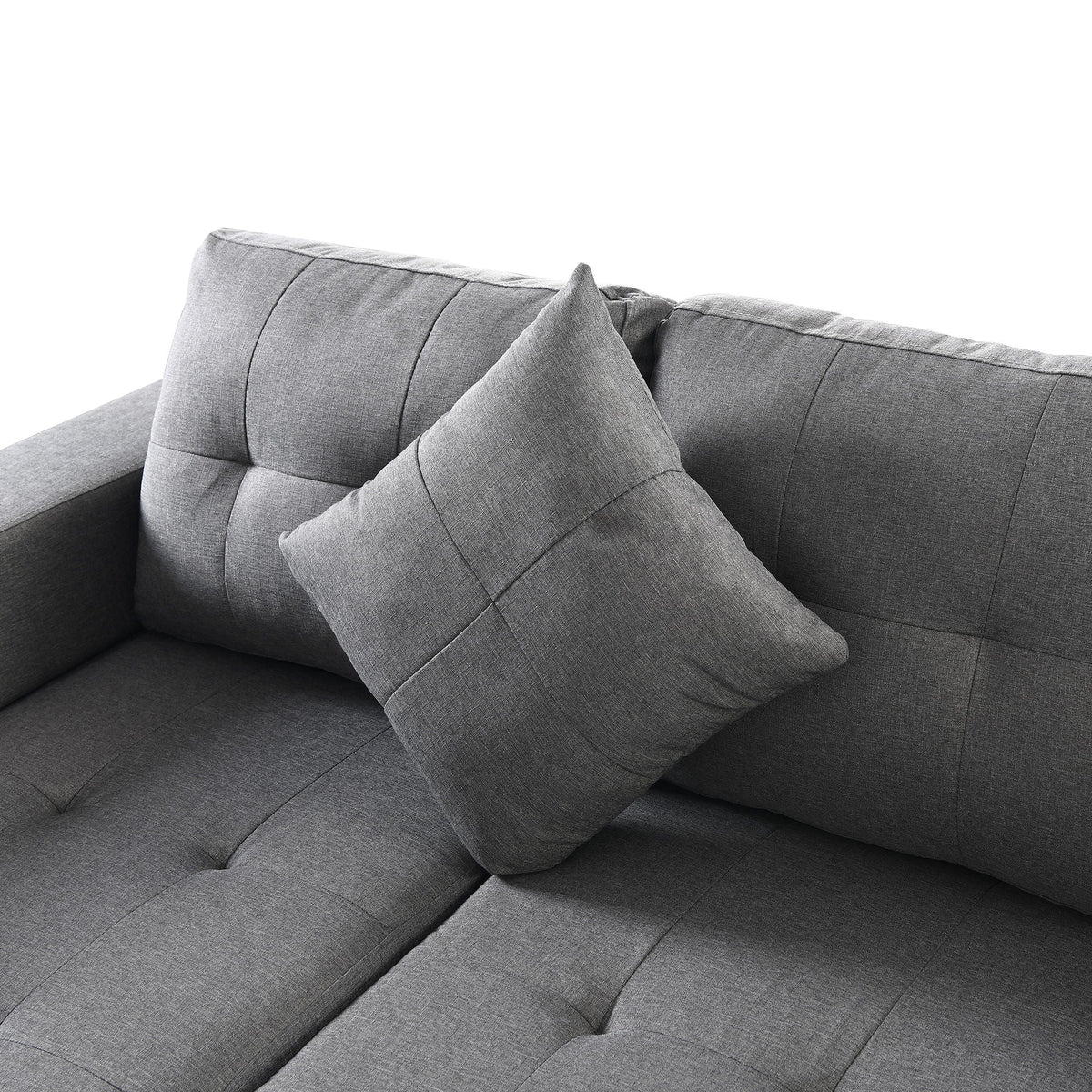 Modern gray fabric sectional sofa with tufted cushions and L-shaped chaise, 4-seat on Tampa Home & Garden Store