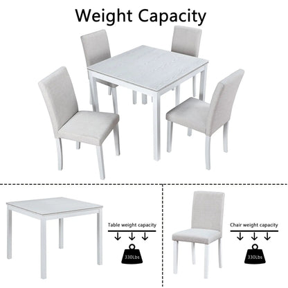 5-piece dining set: white table with crystal edge and gray chairs by Unique Piece Furniture on Tampa Home & Garden Store
