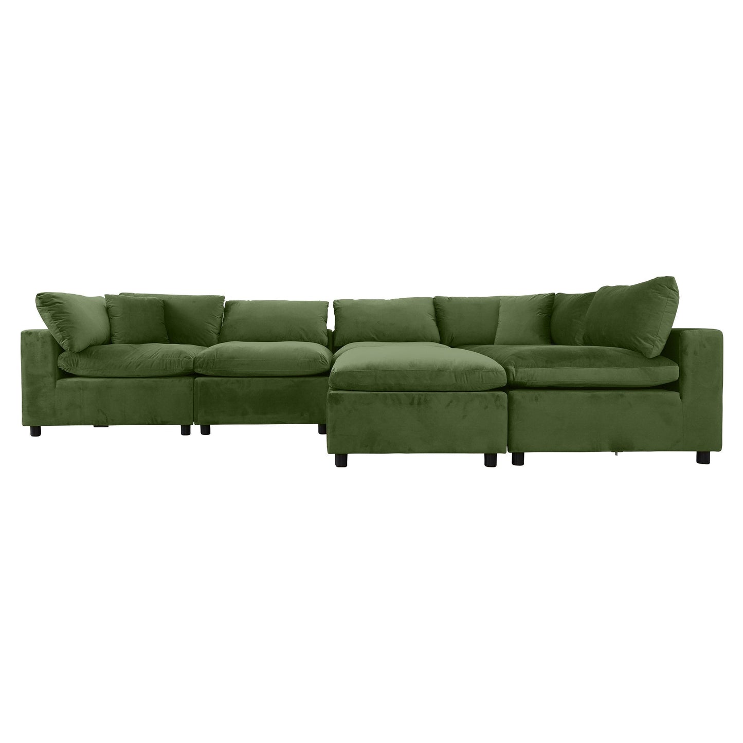 Hayward Olive Sectional Sofa in olive green fabric with plush back cushions on Tampa Home & Garden Store