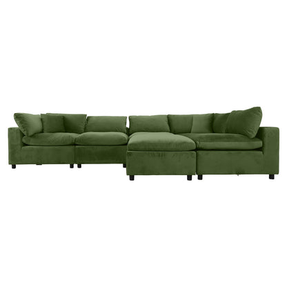 Hayward Olive Sectional Sofa in olive green fabric with plush back cushions on Tampa Home & Garden Store