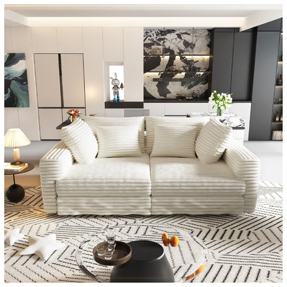 Deep Seat Sofa Bed With Ottoman and Soft Pillows