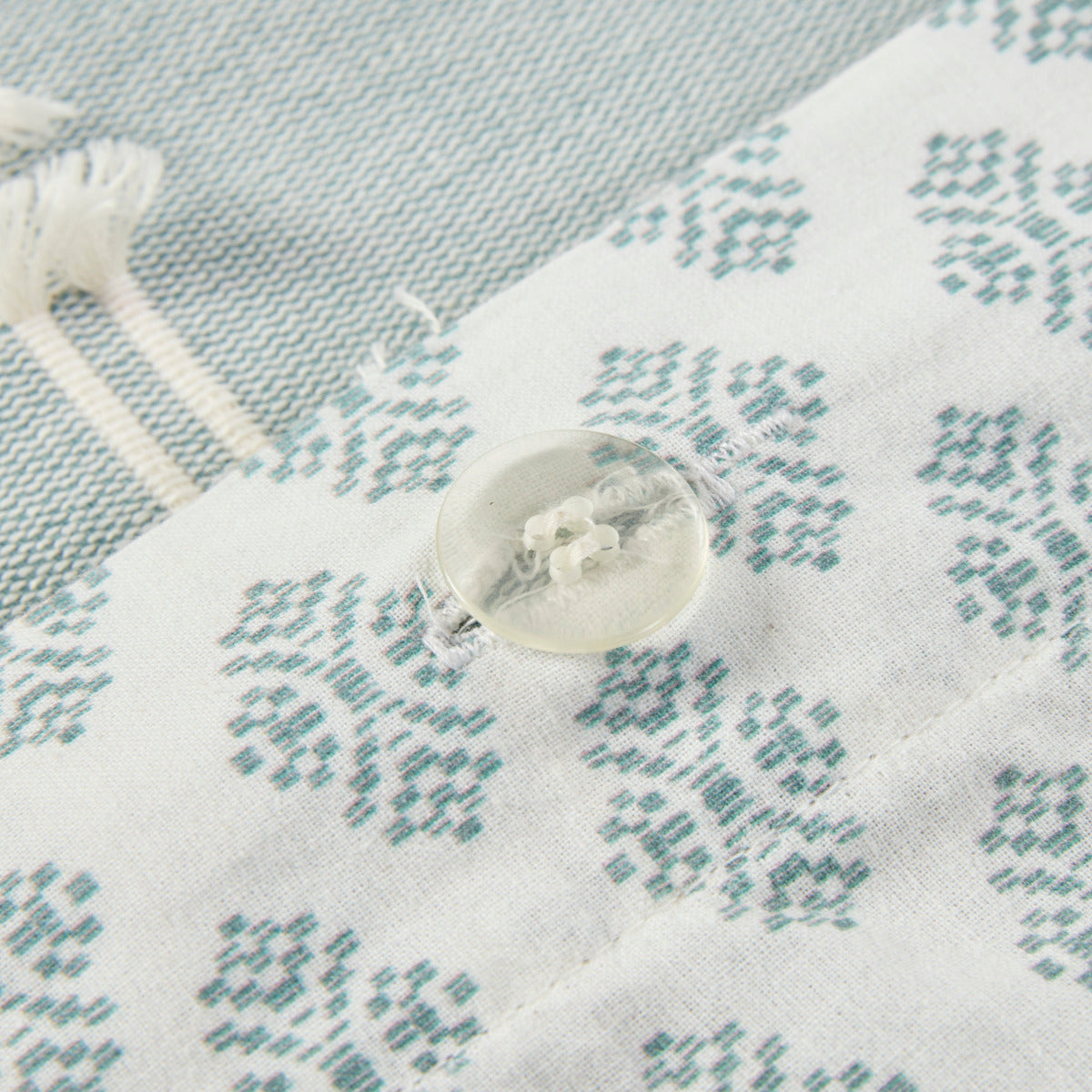 Duvet cover set King/Cal King cotton jacquard aqua ivory reversible by HouseOfZazla on Tampa Home & Garden Store
