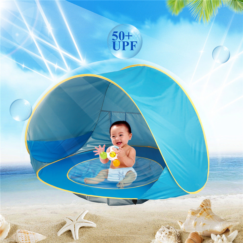 Baby Beach Tent by My Store, blue UPF 50+ waterproof sun shelter for babies, easy fold up on Tampa Home & Garden Store