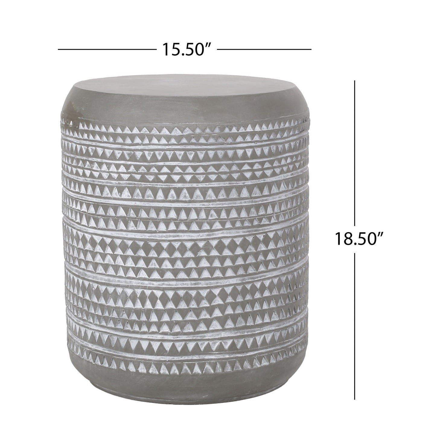Outdoor cylindrical white side table with triangle pattern by HouseOfZazla on Tampa Home & Garden Store