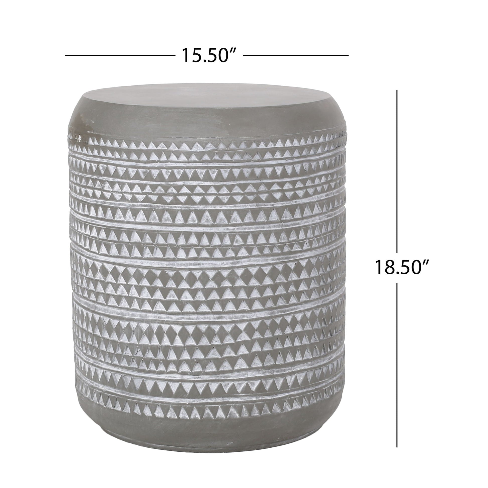 Outdoor cylindrical white side table with triangle pattern by HouseOfZazla on Tampa Home & Garden Store
