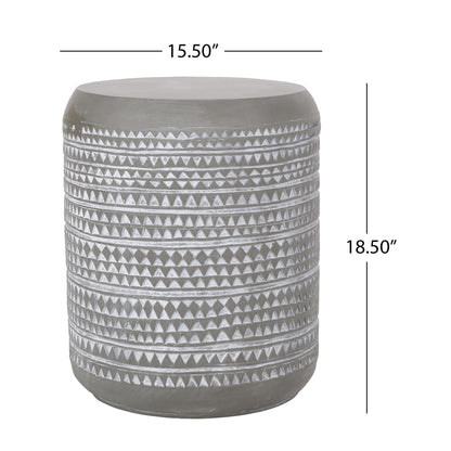 Outdoor cylindrical white side table with triangle pattern by HouseOfZazla on Tampa Home & Garden Store