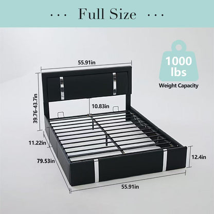 Upholstered Bed with Led Headboard and Storage