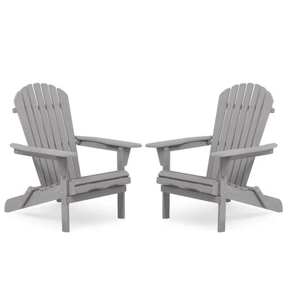 Folding Adirondack Chair Set of 2 in gray cedar wood finish Unique Piece Furniture on Tampa Home & Garden Store