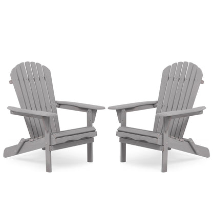 Set of Two Wooden Folding Adirondack Chairs