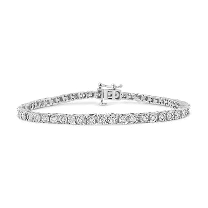Miracle-Set Diamond Tennis Bracelet in .925 sterling silver, 1.0 ct tw, I-J color, I3 clarity on Tampa Home & Garden Store