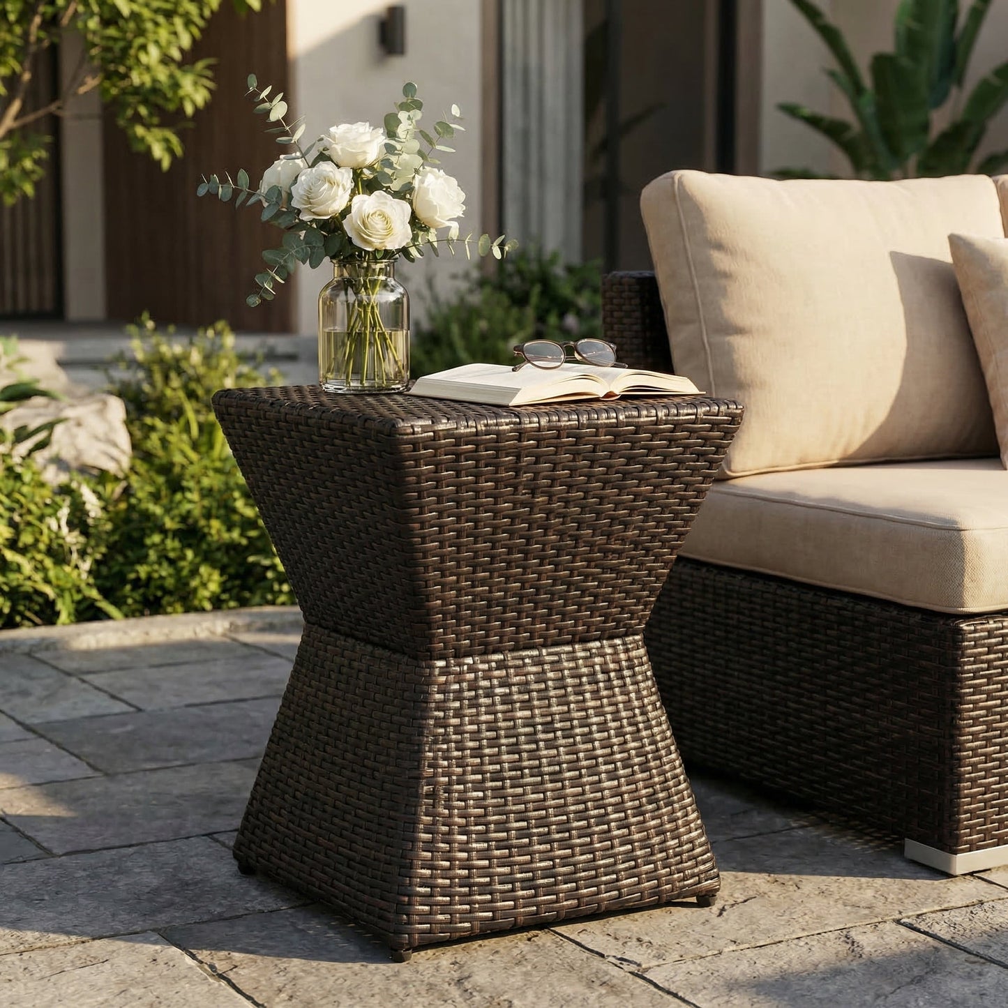 Calhoun Brown Wicker Outdoor Patio Table