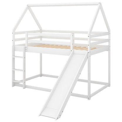 House shape bunk bed with slide and ladder in white finish on Tampa Home & Garden Store
